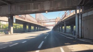 道路/車道/高架下/イラスト素材