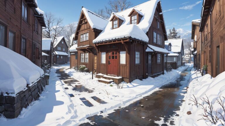 冬/雪景色/家/イラスト素材