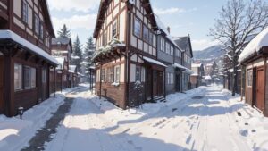 冬/雪景色/家/イラスト素材