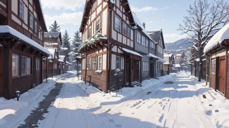 冬/雪景色/家/イラスト素材