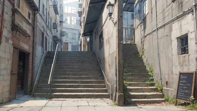 石畳の階段/路地裏/階段/石畳/イラスト素材