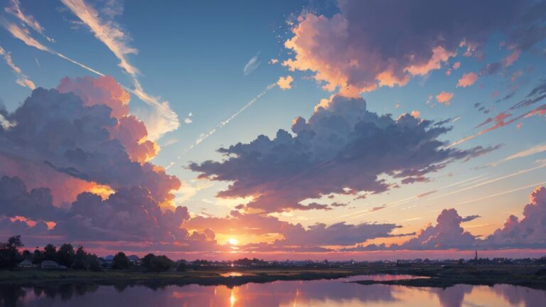 ピンク色の空・夕暮れのイラスト素材｜商用利用可