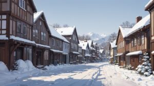 冬/雪景色/家/イラスト素材