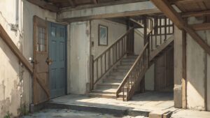 階段/古い家/家/イラスト素材