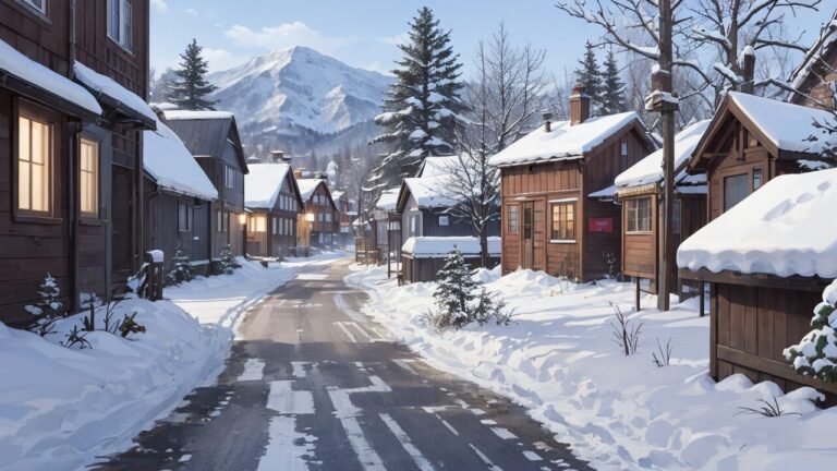 冬/雪景色/家/イラスト素材