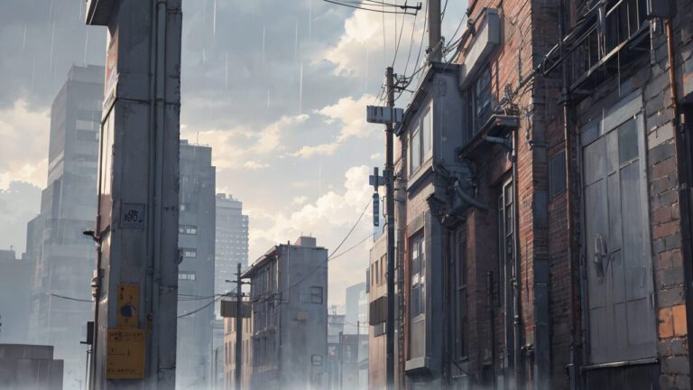 雨の景色/街並み/雨/イラスト素材