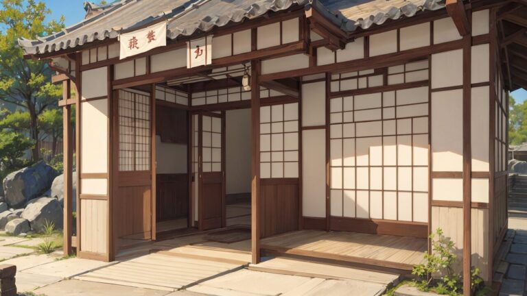 木造建築/玄関/イラスト素材