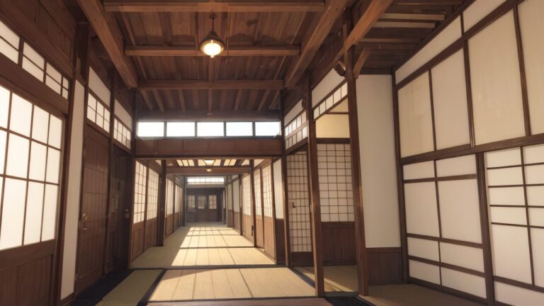 木造建築/障子/和室/イラスト素材