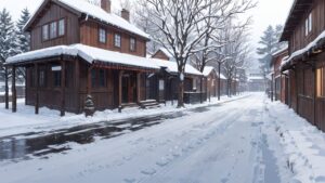 冬/雪景色/家/イラスト素材