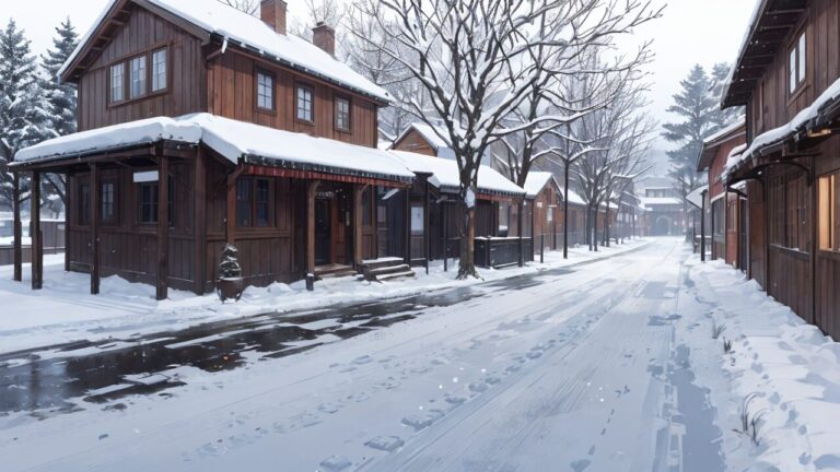 冬/雪景色/家/イラスト素材