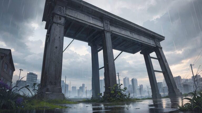 建造物/アーチ/雨/イラスト素材