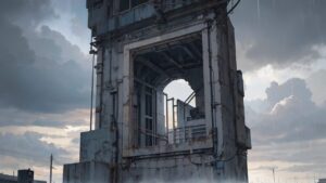 建築物/荒廃/雨/イラスト素材