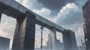 瓦礫/雨/イラスト素材