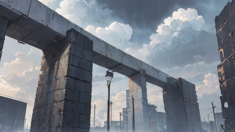 瓦礫/雨/イラスト素材