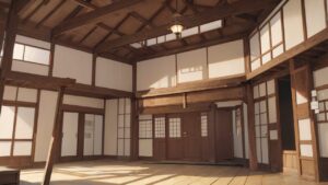 木造建築/広間/イラスト素材