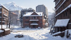 冬/雪景色/冬の街並み/イラスト素材