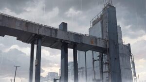 コンクリートの建物/不穏/イラスト素材