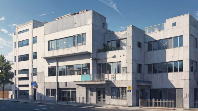 白い建物/学校/施設/会社/イラスト素材