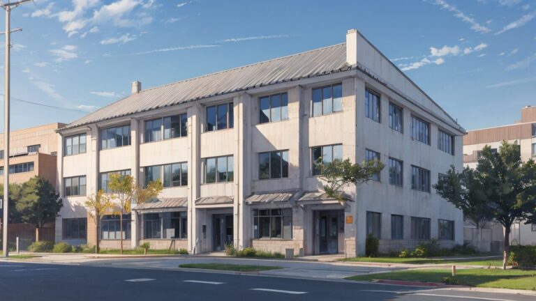 白い建物/学校/施設/会社/イラスト素材