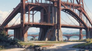 大きな橋/鉄骨/イラスト素材