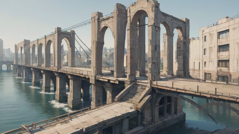 石造りの橋/大きな橋/イラスト素材