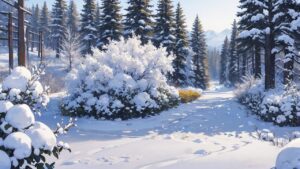 冬/雪景色/冬の森/イラスト素材