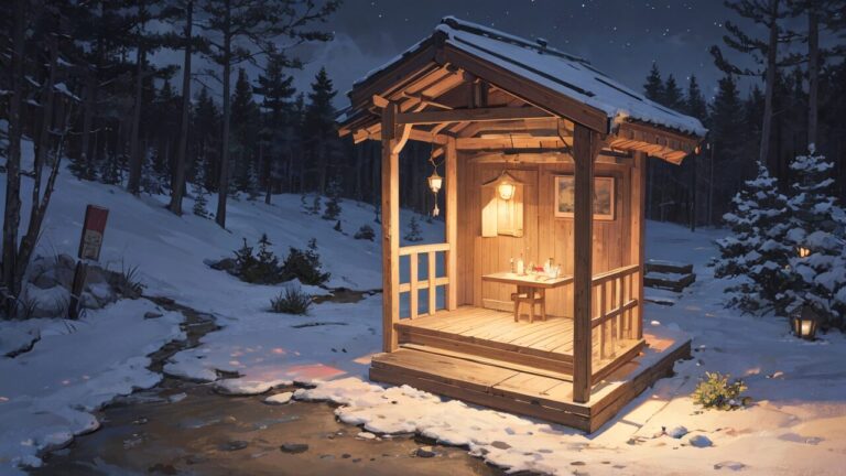 祠/小さな社/冬/イラスト素材