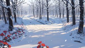 冬/雪景色/冬の森/イラスト素材