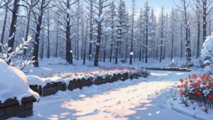 冬/雪景色/冬の森/イラスト素材