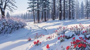 冬/雪景色/冬の森/イラスト素材