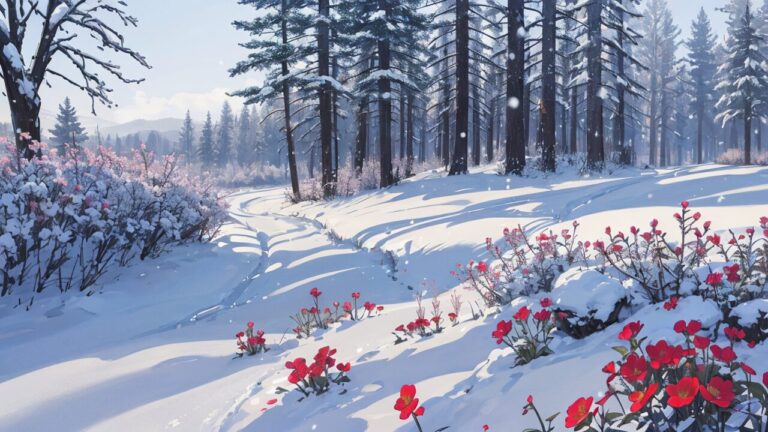 冬/雪景色/冬の森/イラスト素材