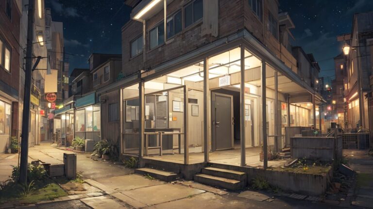 路地裏/夜の路地裏/イラスト素材