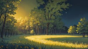 夜/月明り/森/イラスト素材