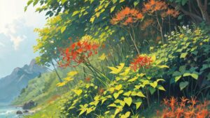 彼岸花/赤い花/自然/イラスト素材