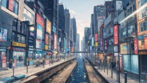 都会/繁華街/イラスト素材