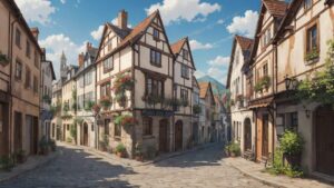 家が並ぶ通り/家/イラスト素材