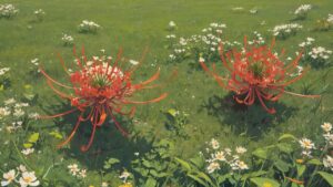 彼岸花/野原/公園/イラスト素材