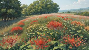 花畑/彼岸花/イラスト素材