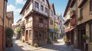 石畳/ヨーロッパの街並み/イラスト素材