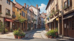 石畳/ヨーロッパの街並み/イラスト素材