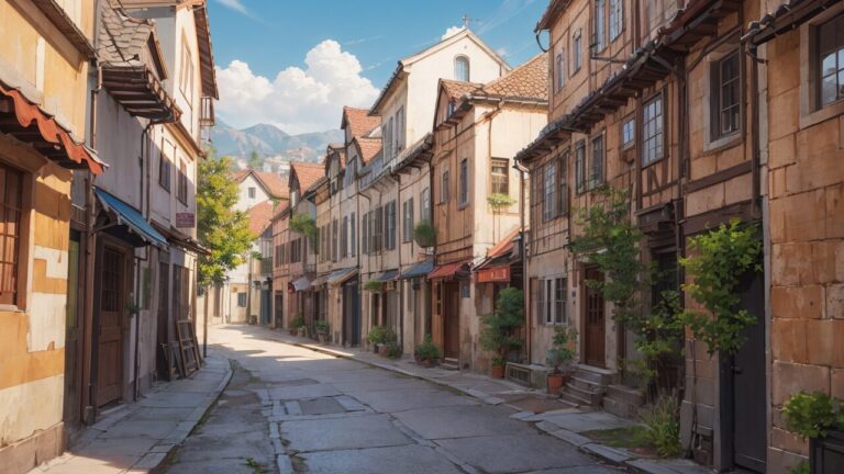 石畳/ヨーロッパの街並み/イラスト素材