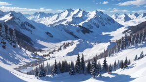 雪山・冬景色・スキー場のイラスト素材｜商用利用可