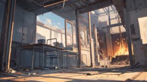 廃墟・火災・学校のイラスト素材｜商用利用可