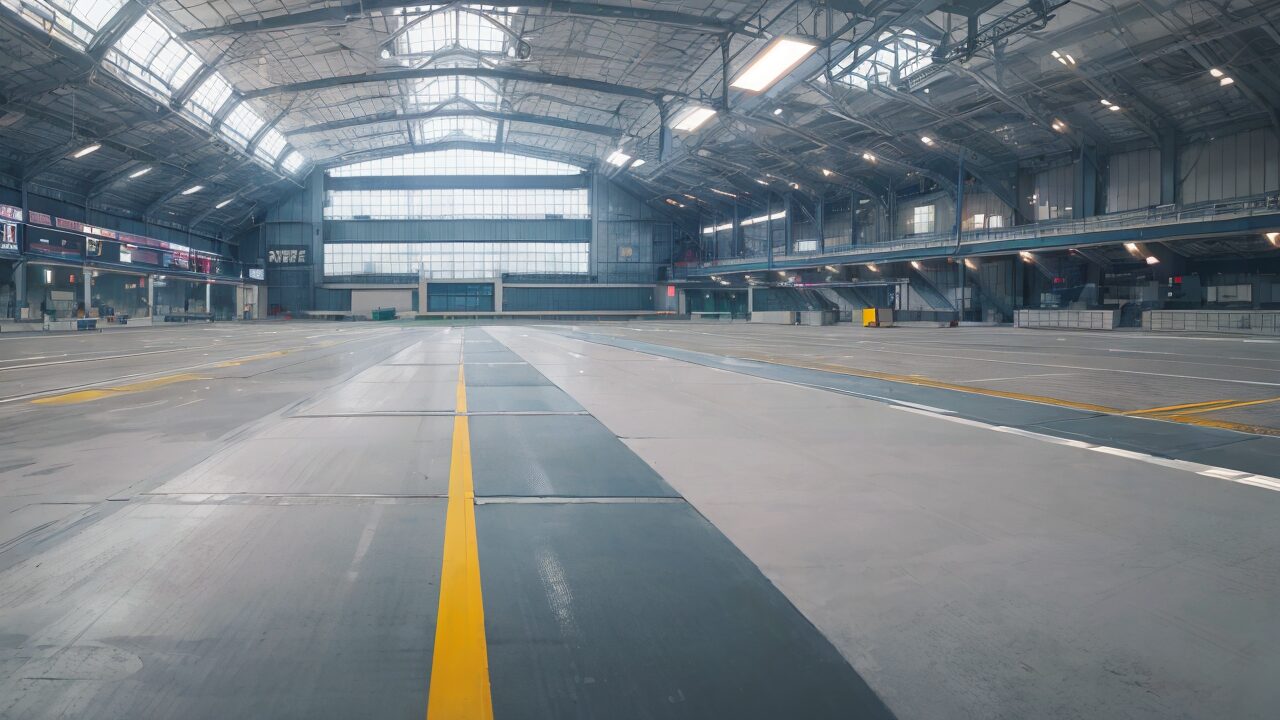 空港・航空機整備場・大空間のイラスト素材