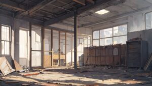 廃墟・荒廃した部屋・廃材のイラスト素材｜商用利用可