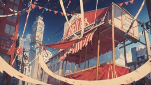 街頭祭・ヴィンテージ・広角カメラのイラスト素材｜商用利用可