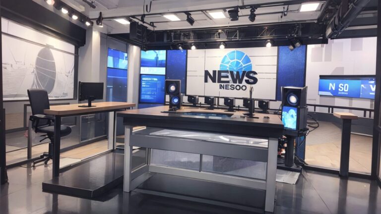 ニューススタジオ・ニュース制作・ニュースセットのイラスト素材｜商用利用可