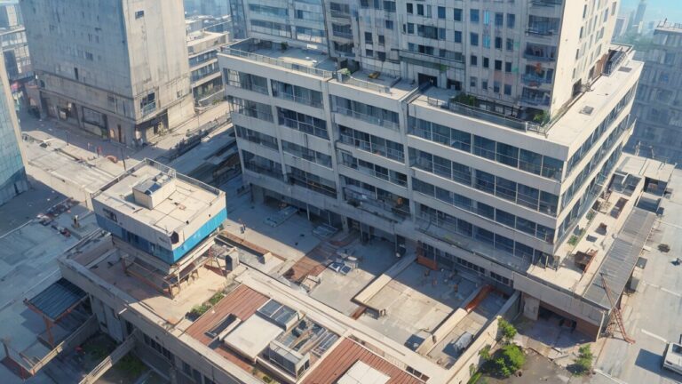 都市廃墟・荒廃したビル群・空き建物のイラスト素材｜商用利用可