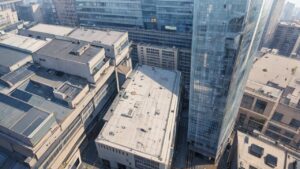 都市スカイライン・高層ビル群・建物屋上のイラスト素材｜商用利用可