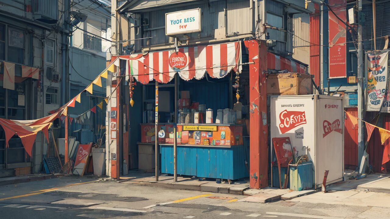 街角店・レトロ・雑貨店のイラスト素材